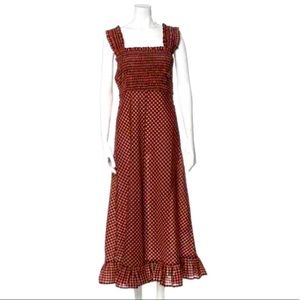 Ganni Orange Plaid Print Long Dress Brand New with Tags US10, DK40 | L
